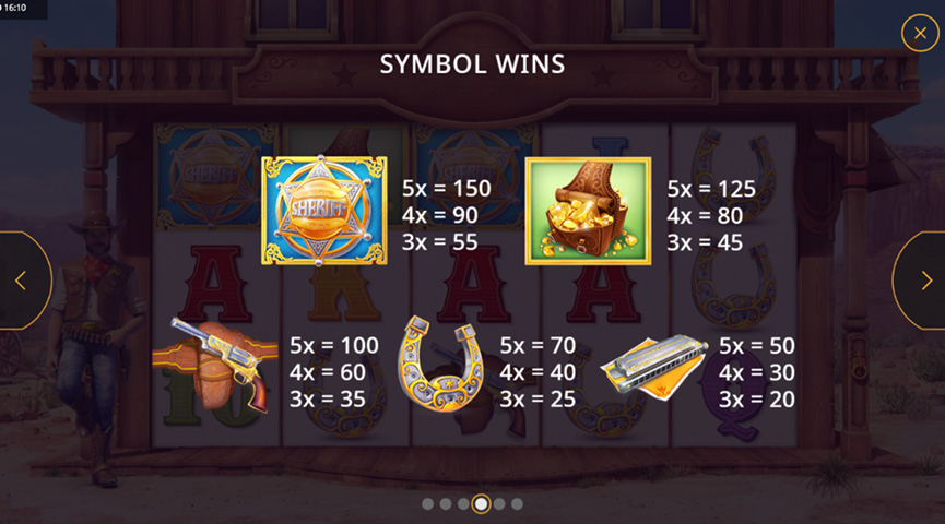 The Paytable of Wild Sheriff Online Slot