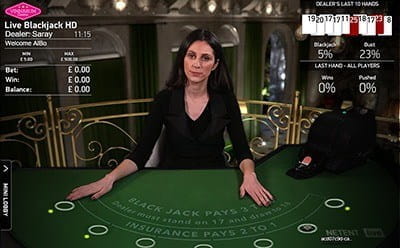 NetEnt's Live BlackJack HD available on WinningRoom Live Casino 
