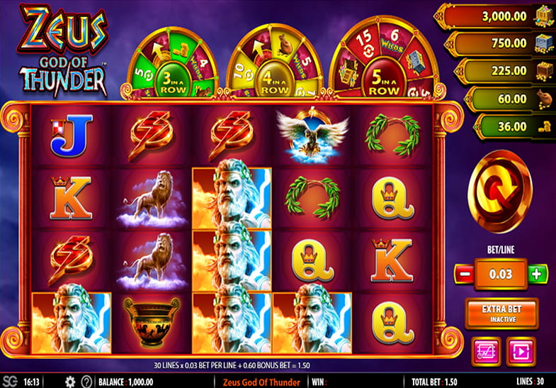 Free Demo of the Zeus God of Thunder Slot