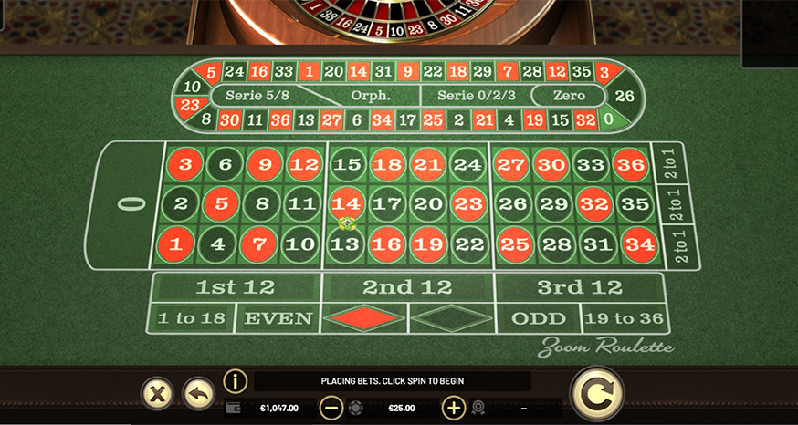 Zoom Roulette table view