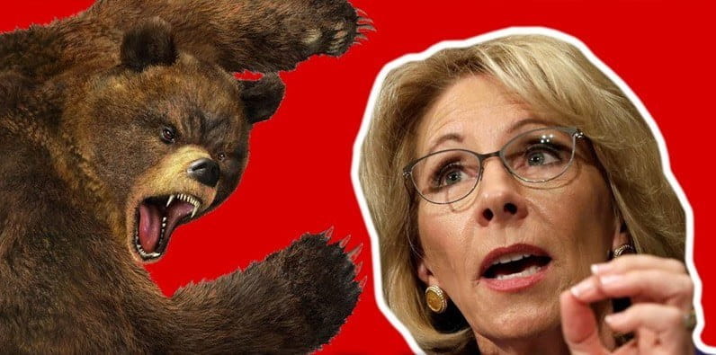 Betsy Devos Says Guns in Schools Protect against Grizzly Bears