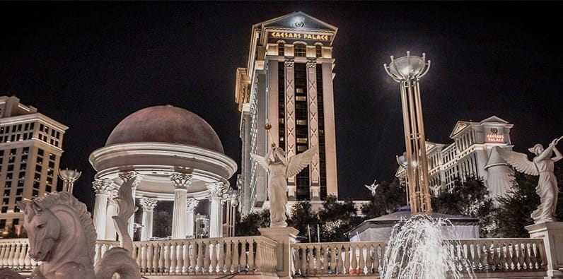 Caesars Palace Casino in Las Vegas at night