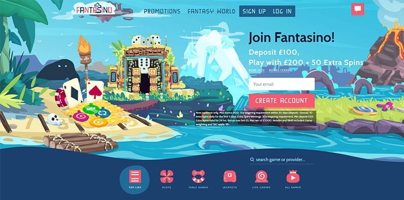 The Fantasino homepage