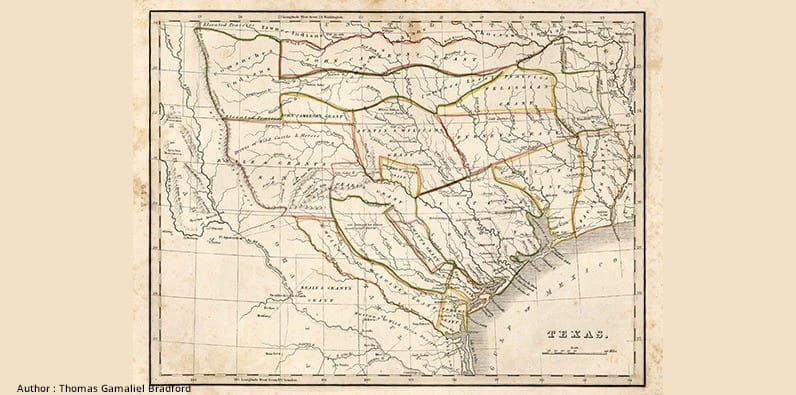 Old Map of the State of Texas, USA