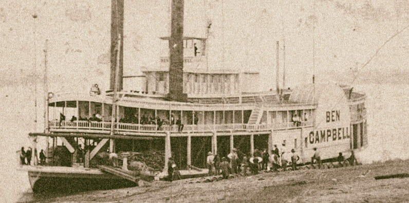 A Historic Photo of a Paddle Driven Steam Boat on the Mississippi