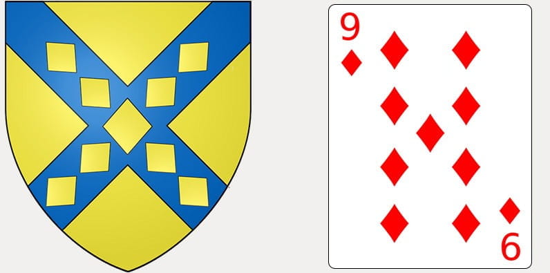 A Direct Comparison Between Earl Stair's Family Crest and the Card Nine of Diamonds