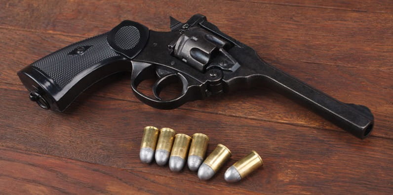 Revolver with a Single Bullet Used in Russian Roulette