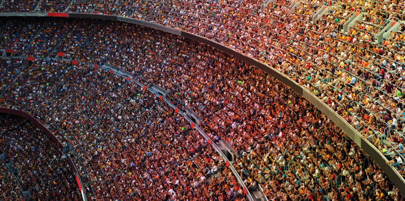 The Nou Camp Stadium Crowded with Fans Watching 