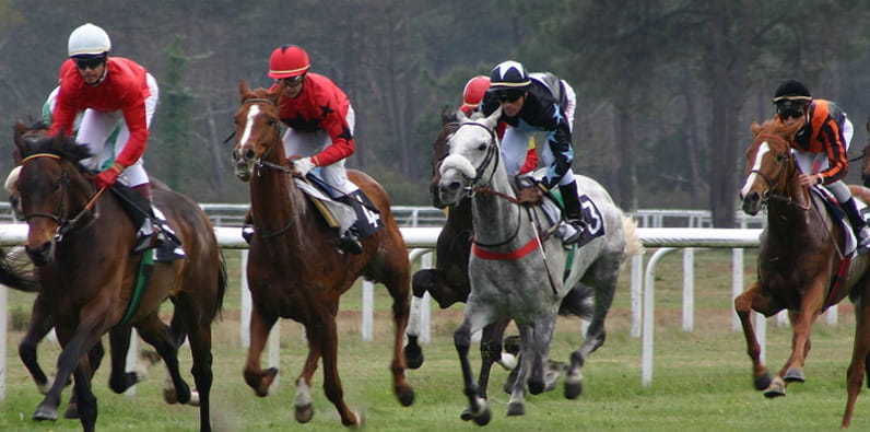Racing Jockeys on Horses