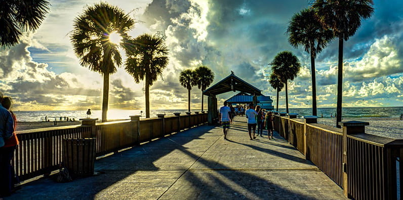 Walking on Clearwater Pier Before a Casino Cruise