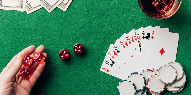 Gambling Table with Green Felt.