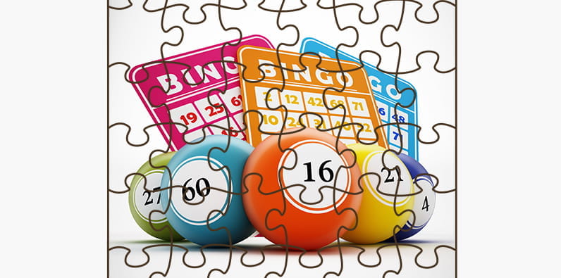 Puzzle with Bingo Illustration on White Background