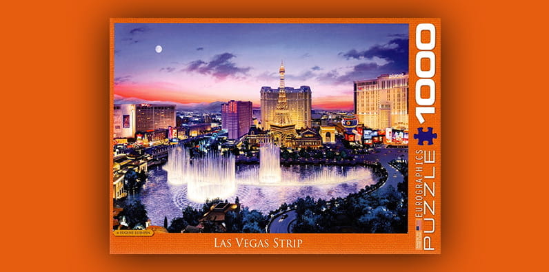 The Front Cover of a Puzzle with the Strip in Las Vegas