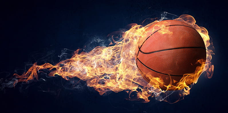 Basketball ball on fire