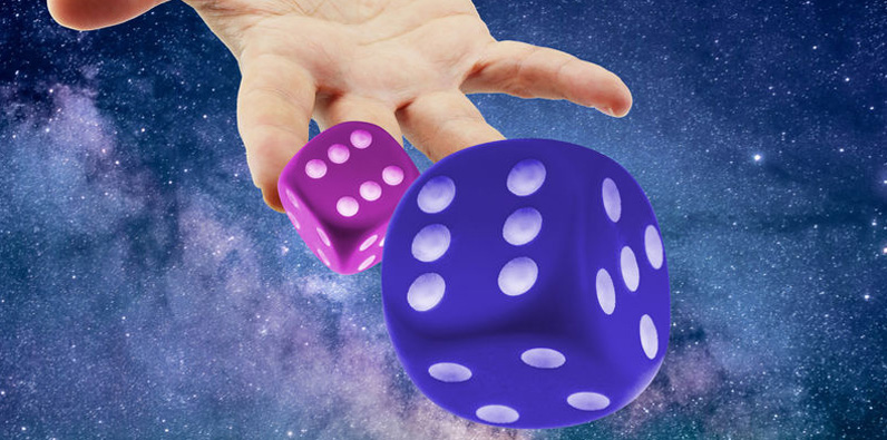 A Hand Throws Dice in the Sky