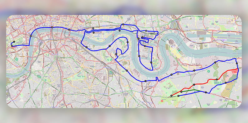แผนที่เส้นทางลอนดอนมาราธอน