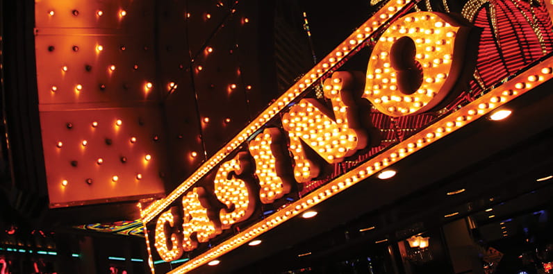 Large Golden Casino Sign
