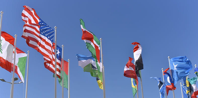 Flags of Many Countries Next To Each Other