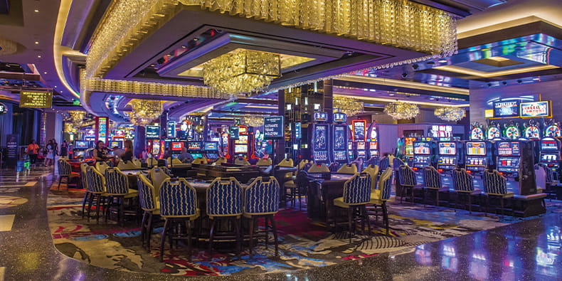 The Inside of a Bustling, Luxurious Casino