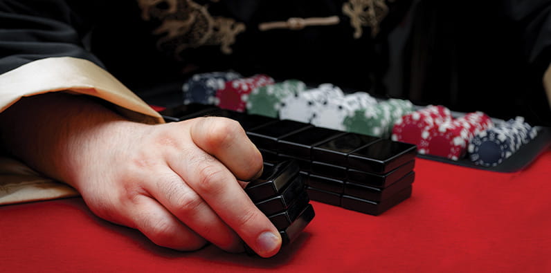 Pai Gow Tiles Spread on a Table