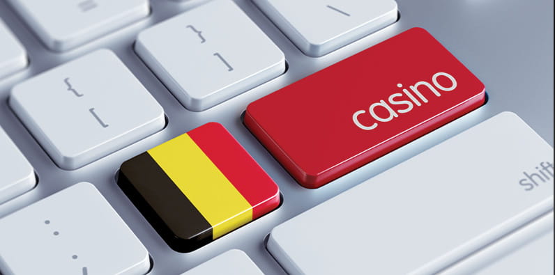 Belgium Flag and Casino Button on a Keyboard