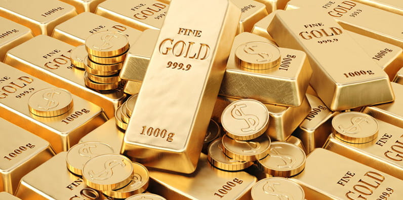 Gold Bars and Gold Coins 
