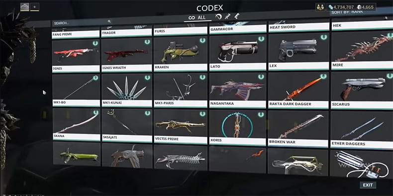 Warframe Weapons Slots