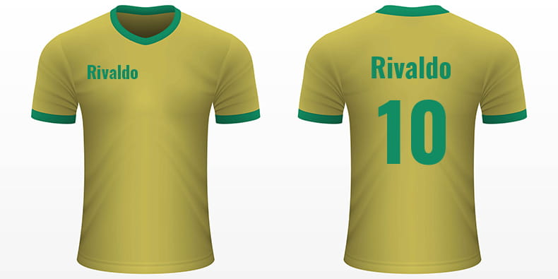 Football Jersey with Rivaldo's Name and Number on It