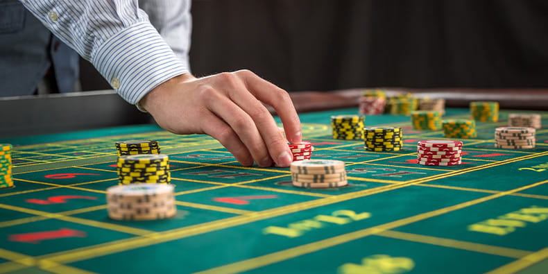 Roulette Table with Lots of Chips and Bets