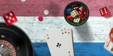 Casino Elements over a Table Painted as the Dutch Flag