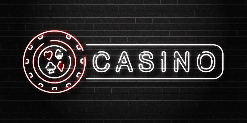 A luminescent Casino Sign on the Building Sidewall 