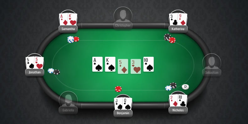 Lima Orang Bermain Poker Online