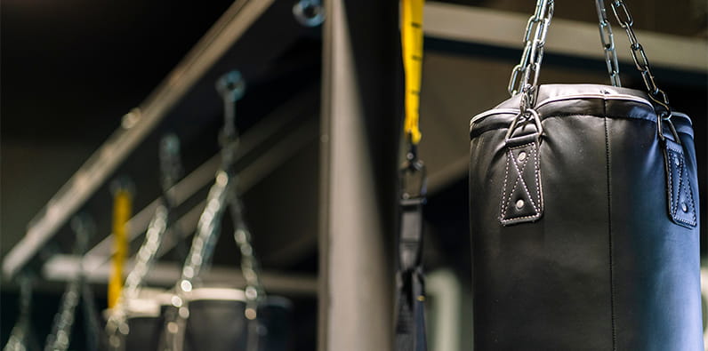 A Boxing Bag Hanging in a Gym