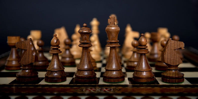 Chess Board and Pieces in Start Position