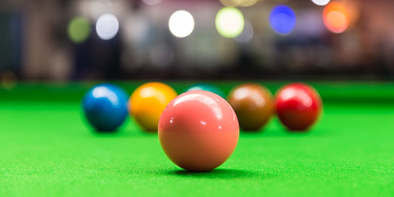 All Coloured Snooker Balls Lined Up