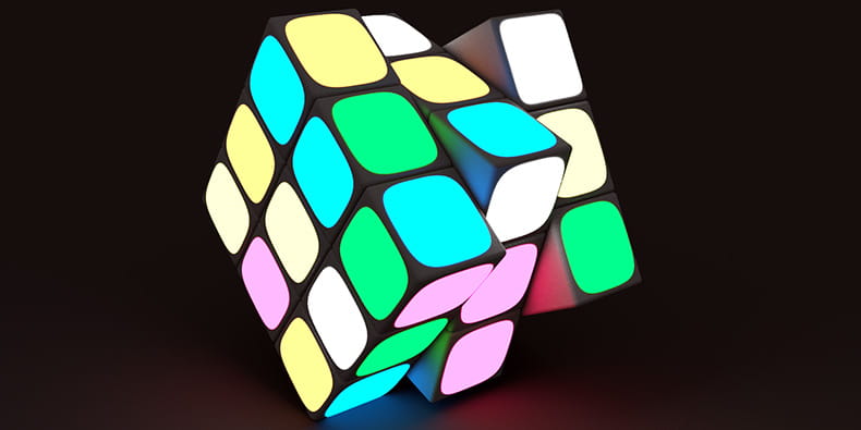 Neon Coloured Rubik's Cube