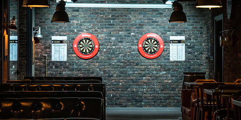 Darts Hall with Two Boards Ready for Play 