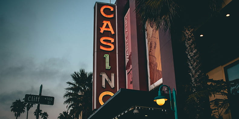 Building With a Casino Sign Positioned on the Left 
