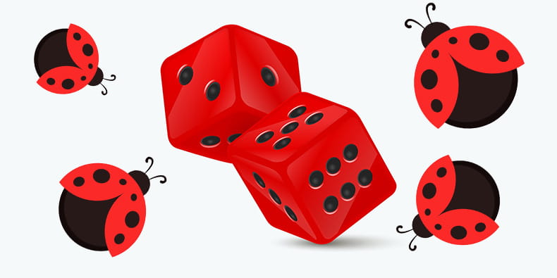 Red Dice and Four Ladybugs 