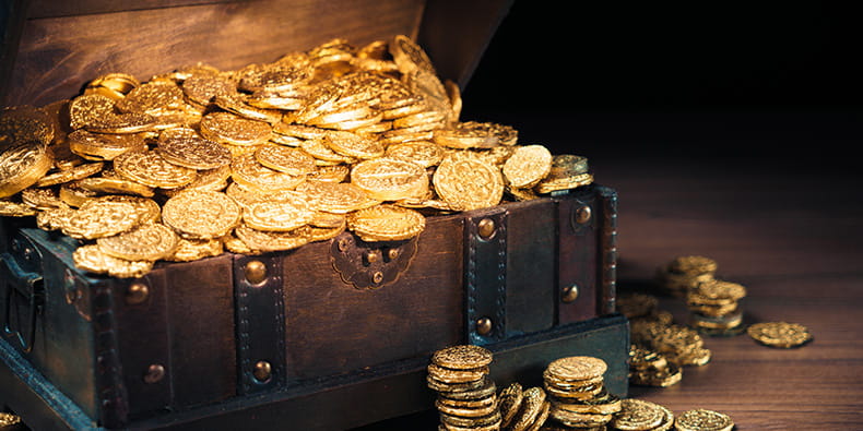 Treasure Chest with Gold and Gems 