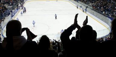 Fan Cheering At Hockey Game
