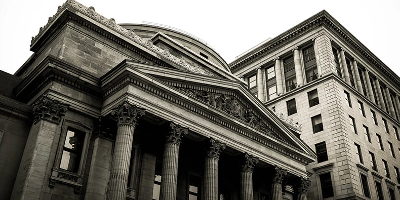  A Retro Building of a Bank, With Gray Coloring