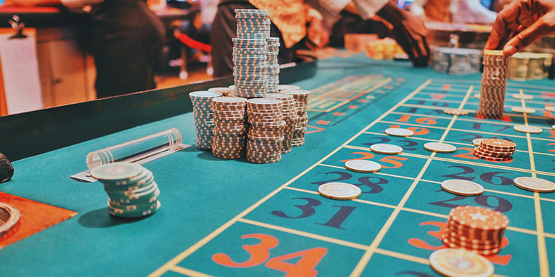  Gambling Table with Chips On Top