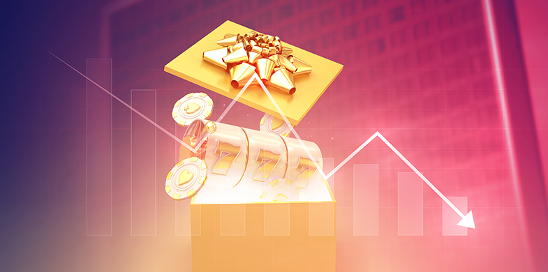 Graphic showing a casino bonus offer shrinking in value